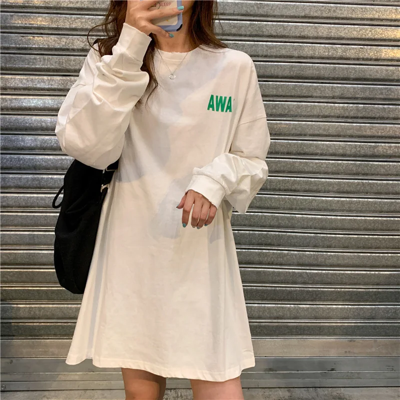 

Women Cotton-containing 2021 New Printchic Japanese Casual Long-sleeved Five-color Frayed Mid-length Pullover Sweater Hoodies