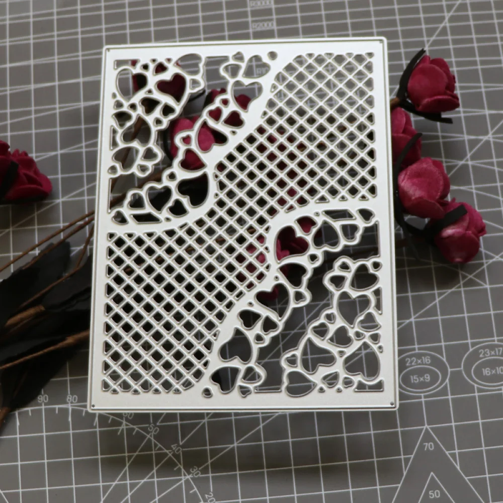 

Metal Cutting Dies For Scrapbooking Lattice Heart Frame Rectangle Stencil Craft Paper Knife Mould Card Making Die Cut