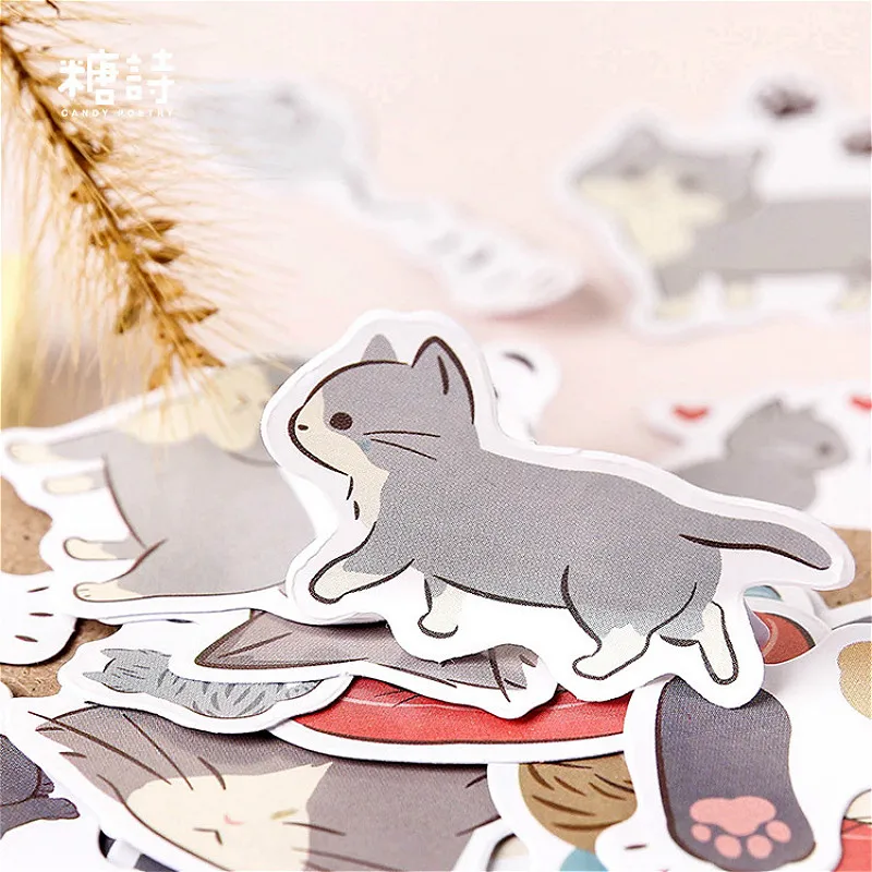 

40Pcs/lot Cartoon Elegant Cat Stickers For Snowboard Laptop Luggage Car Fridge Car Toy Stickers Gift Beauty