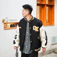 letter embroidery stitching baseball uniform jacket male ins tide spring and autumn tide brand loose bomber jacket casual top