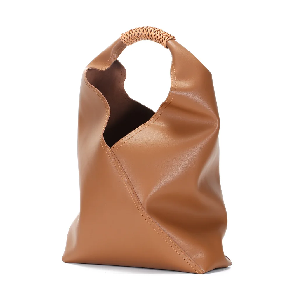 

Soft Leather Tote Bags For Women Designer Woven Handle Large Capacity A4 Black Purse And Handbags High Quality Fashion