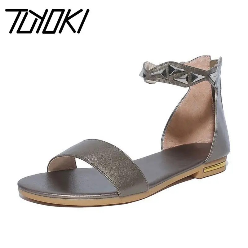 Tuyoki/женские сандалии на плоской подошве Качественная натуральная кожа Новая