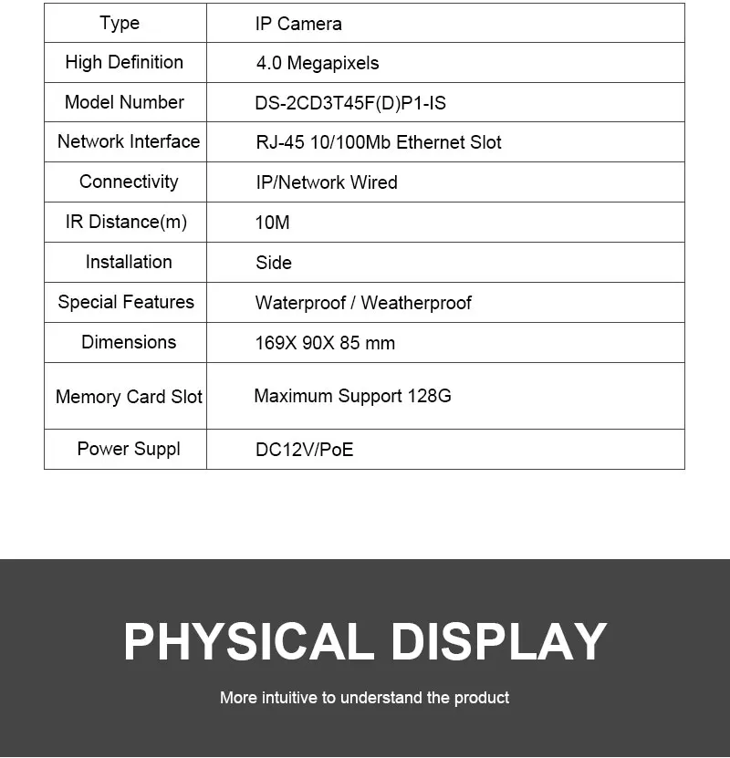 HIKVISION DS-2CD3T45FP1-IS китайская версия Встроенный микрофон широкоугольная 4MP ip-камера PoE DC12V поддержка Hik-подключение приложение ONVIF
