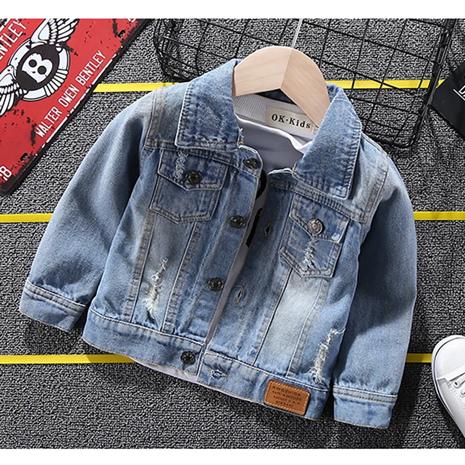 Джинсовая куртка с мультяшным рисунком для мальчиков и девочек джинсовые пальто