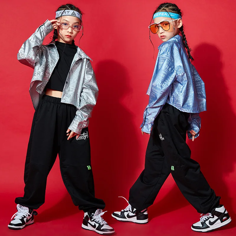 

New girl's hip-hop suit navel exposed fashion children's jazz performance dress catwalk model's beautiful Hiphop Dance Girl