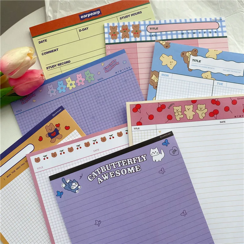 Ins корейский мультяшный медведь B5 блокнот для студентов обучающий план список