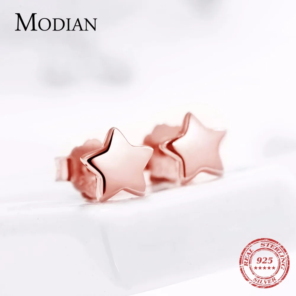 Modian 2021 Аутентичные 925 стерлингового серебра изысканный простые серьги-гвоздики