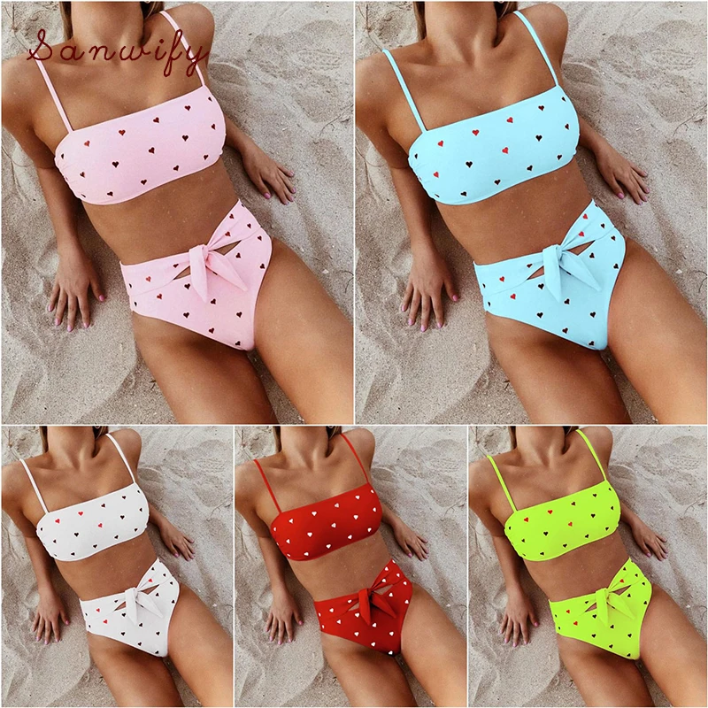 Бандажный купальник-бикини 2 шт. пуш-ап женский купальник с высокой талией