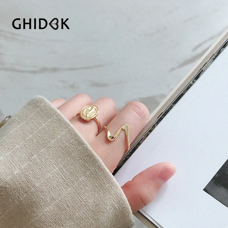 Кольцо GHIDBK Daily 925 пробы серебристый неправильной формы простое изогнутое