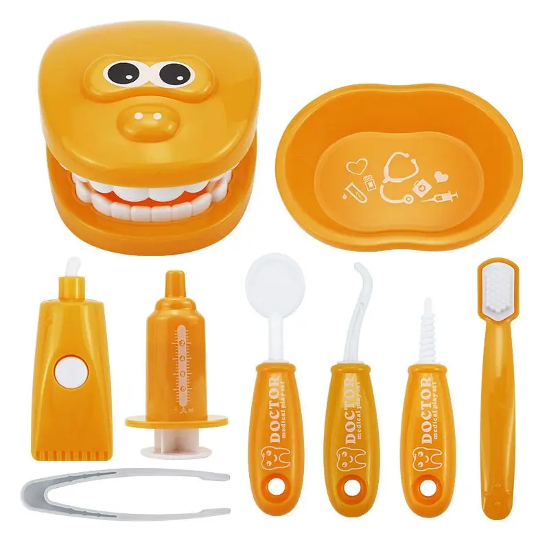 

9-piece set of children's dental dentistry little doctor nurse toy simulation dentist suit play house medical toy mini toys
