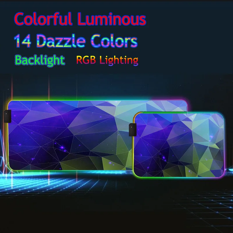 Треугольный абстрактный большой RGB коврик для мыши со светодиодный Ной