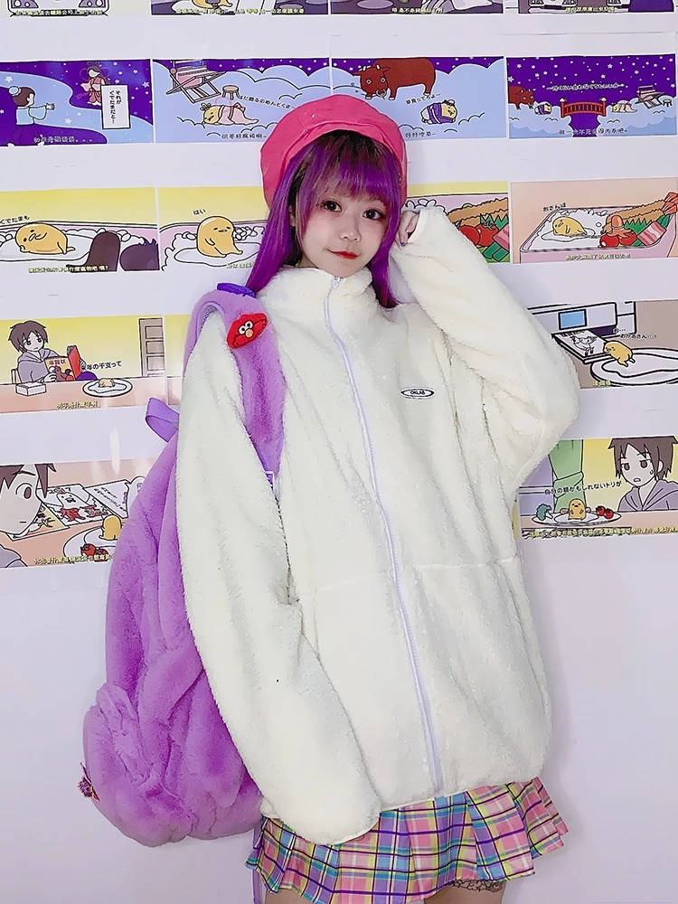 Students in double-sided yuansufeng blue sky white clouds wool sweet cotton jacket jackets coat coats | Женская одежда