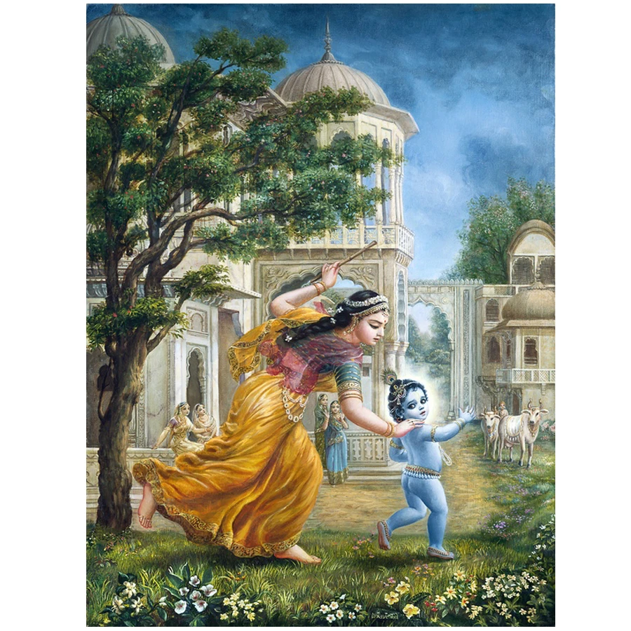 5D DIУ Роспись бриллиантами Krishna Полный квадрат вышивка Религиозные портреты мозаика Ремесла YG2118.