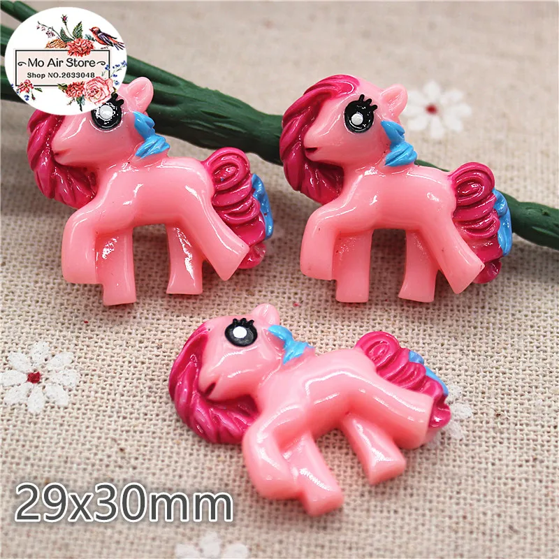 10 шт. каучуковая Розовая лошадь пони плоская спина Кабошон Художественное