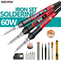 rddspon adjustable temperature electric soldering iron kit 60w welding solder rework station heat pencil repair tools 220v 110v