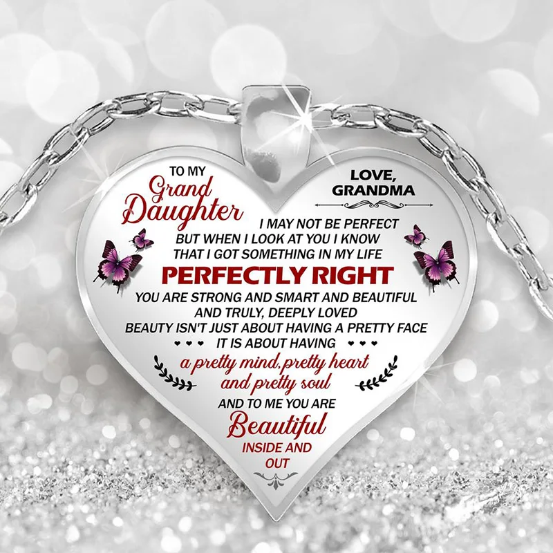 Модное ожерелье с цветком для моей внучки серебряное кулоном в виде сердца