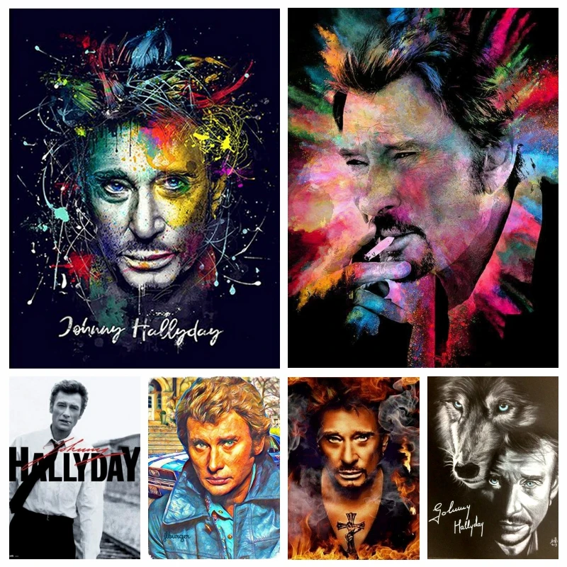 

Johnny Hallyday Portrait Diamond Painting Full Drills Mosaic Cross Stitch Handmade Gift Wall Poster Home Decor