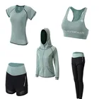 1 комплект5 шт., женские комплекты для йоги, для улицы, для бега, для йоги, спортивный Быстросохнущий фитнес-зал, женская одежда для тренировок, спортивный комплект