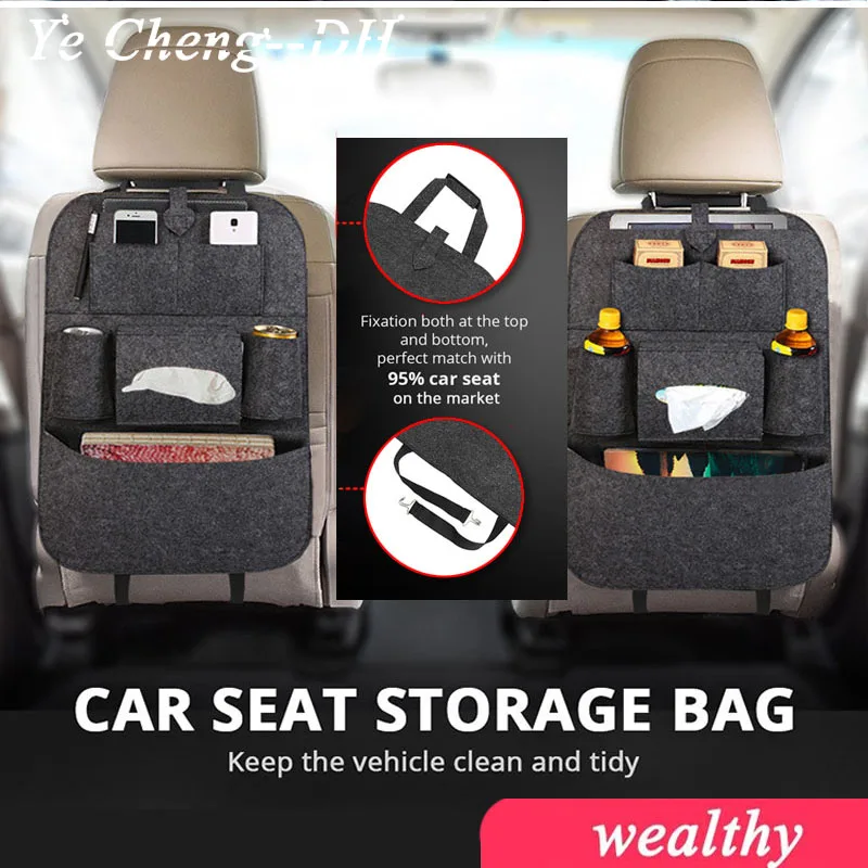 

Универсальный органайзер для автомобиля, эластичная фетровая сумка для хранения, 6 карманов, органайзер, подвесные автомобильные аксессуар...