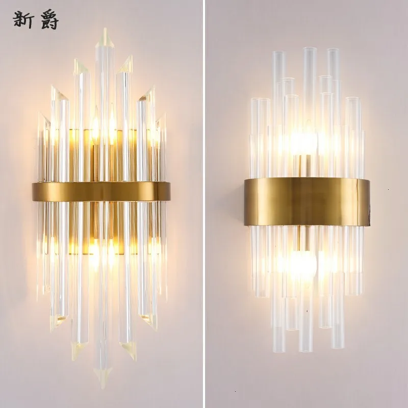 

Stainless Steel Crystal Wall Lamp Sconces lights luminaria home lighting living room Wall Lamp lampshade Wandlamp for Bedroom