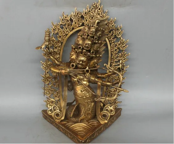 

YM 309 12'' China Tibet Rahula Lord of Hell Snake Body Buddha Arrow Bronze Statue decoration bronze factory outlets