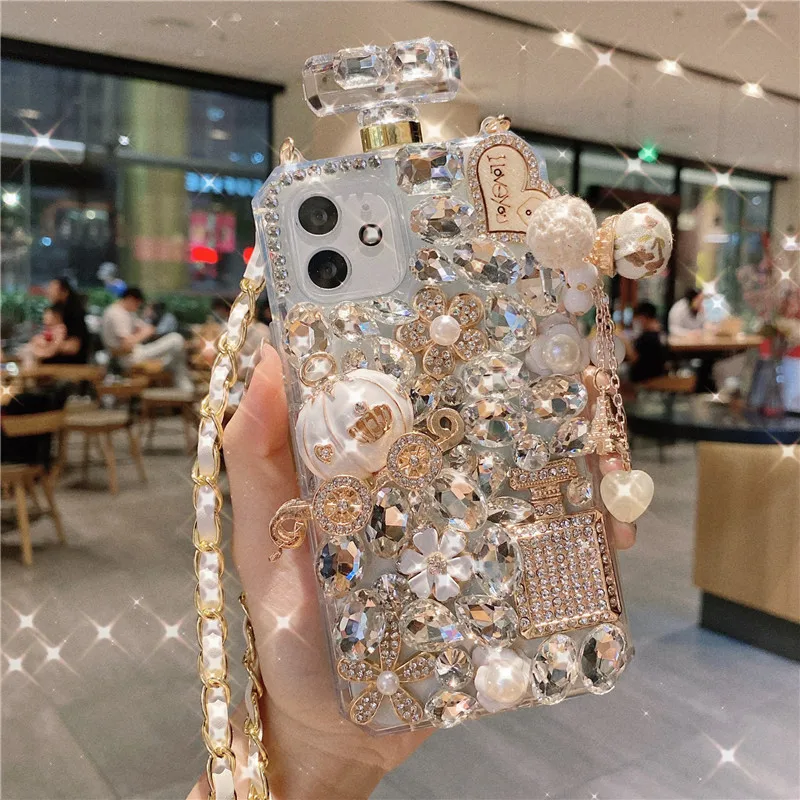 Популярный Блестящий 3D чехол с флаконом духов для Samsung Galaxy S21 S22 Ultra S20 S10 Plus Note 20 10 + 9