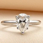 LESF 925 Серебряное кольцо 2 Ct груша для женщин обручальные кольца, синтетический алмаз, обручальное кольцо, подарок изысканные ювелирные изделия