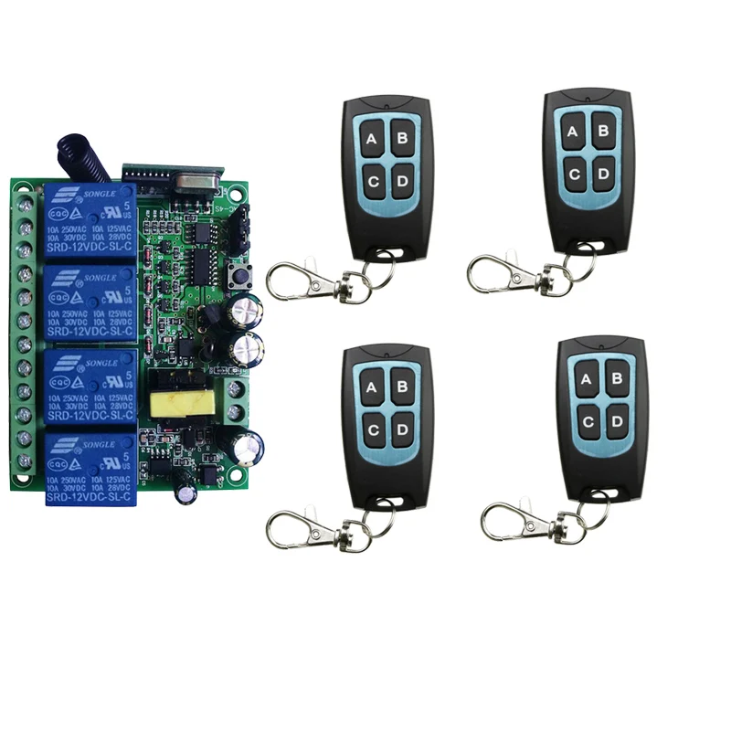 AC 220V 4CH 4 CH 10A реле RF беспроводной переключатель дистанционного управления