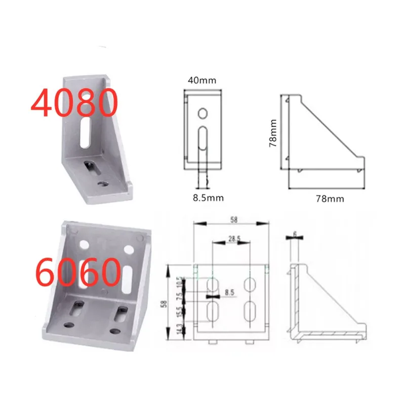 

1pack 2020 Corner Fitting Angle Aluminum 17x20x20 Connector Bracket Fastener Furniture Hardware 2028 3030 4040 4545 6060 4080