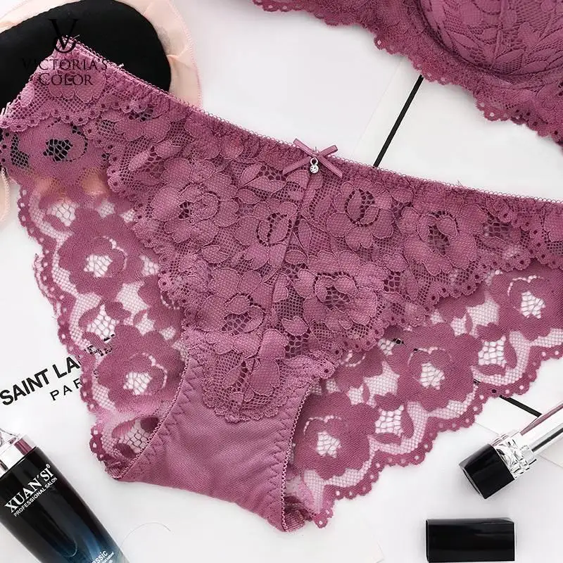 

Hot Sale Women Underwear Lace Bra Set Brand Panties Tassel Embroidered Sexy Lingerie With Steel Ring Bra Suits
