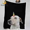 BlessLiving Dog Sherpa Fleece Blanket 3D Print Unicorn Plush Bedspread Labrador Bedding Pet Animal Thin Quilt 1pc Lovely Koce 1
