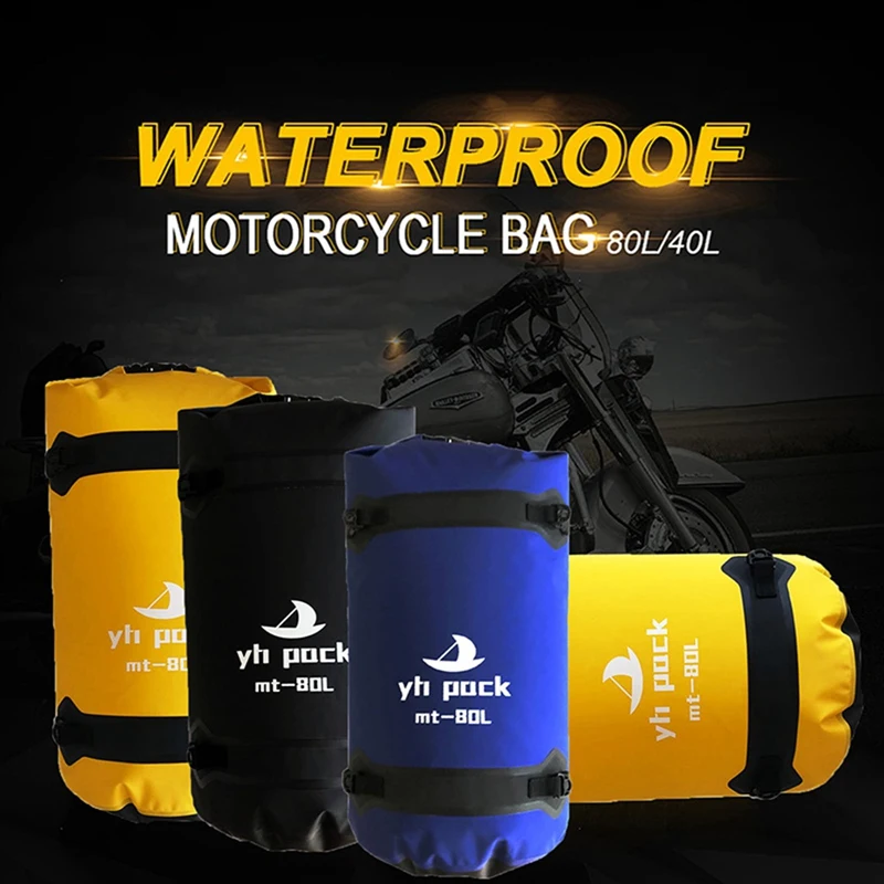 

40/80L Motorcycle Waterproof Tail Bag Travel Outdoor Dry Luggage Roll Pack Bag Luggage Backpack Motorcycle Seat Bags