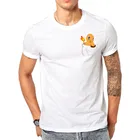 Летняя уличная футболка с карманом Charmander Char Pokemon для мужчин в стиле хип-хоп, повседневная короткая футболка с героями мультфильмов, топ аниме