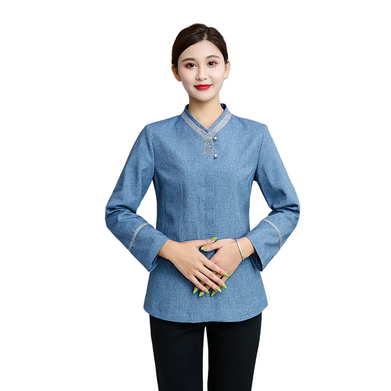 

Supply Plaid Cleaning Service Uniform Clothing Large Size Hotel Room Attendant Long Sleeve PA Cleaning for Women