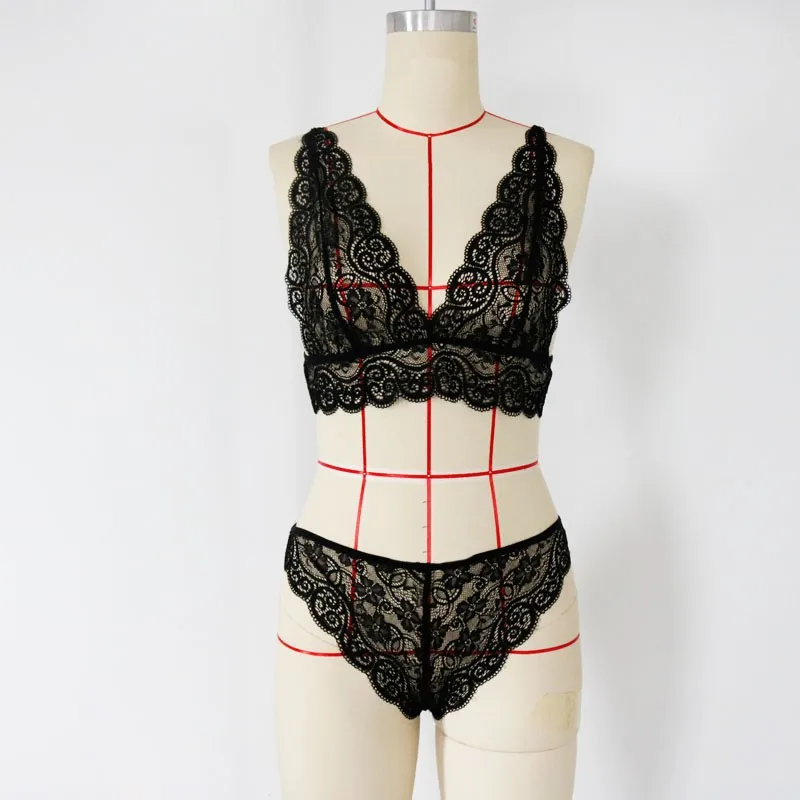 Сексуальный комплект женского нижнего белья с цветочным кружевом Модный