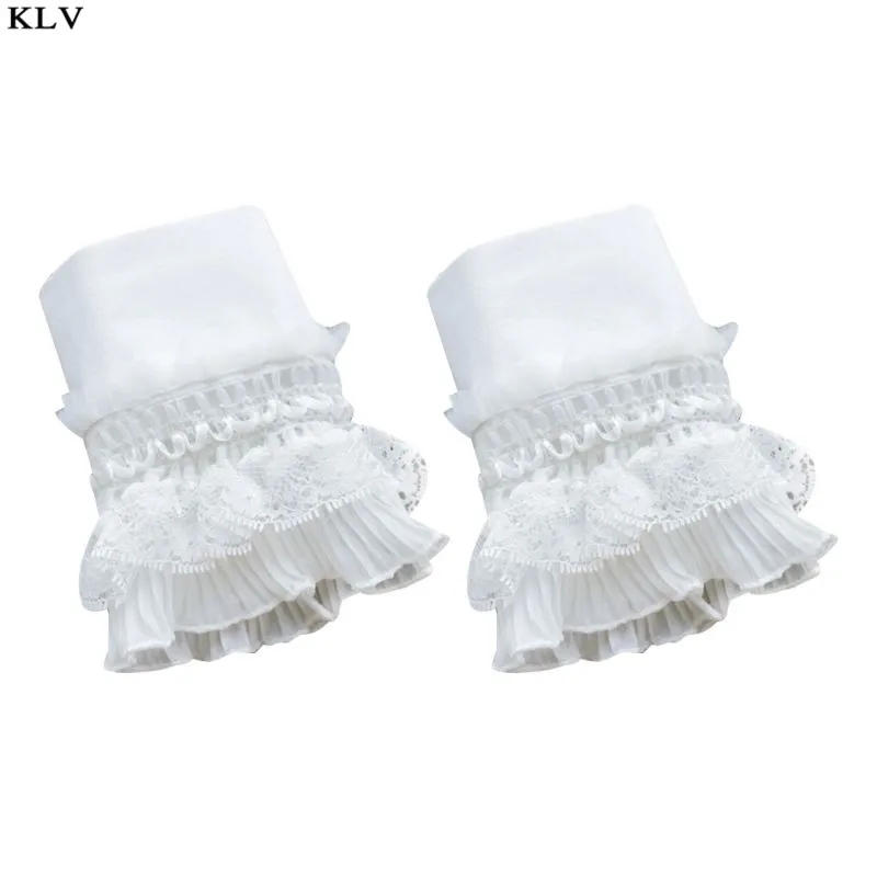 Готический Ретро черный съемный рукав Ложные манжеты Многослойные оборки