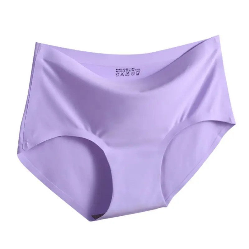 Sexy Underwear Seamless Solid Color Silk Satin Briefs Women\'s Comfortable Panties for women | Женская одежда