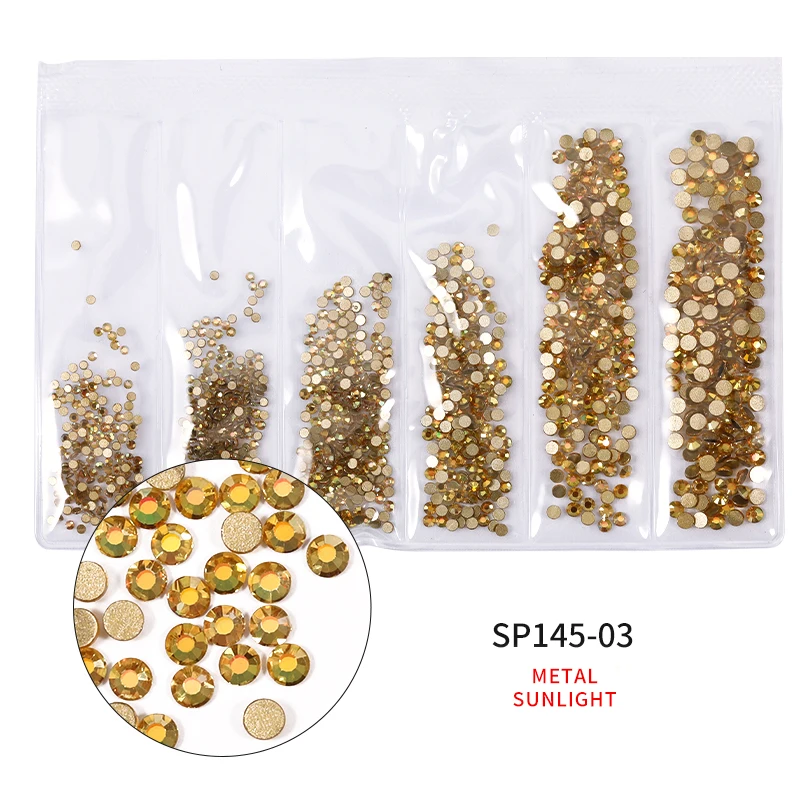 

Nail Art Rhinestones Golden Silver Transparent Full Color Flat Bottom Mixed Size AB Diamond BeadsDIYtool for Nail Art Decoration