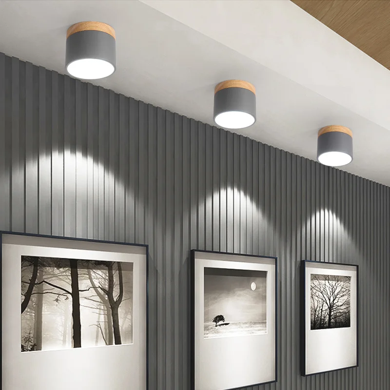 Современные потолочные светильники в скандинавском стиле железный + деревянный