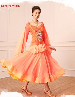 Only Dress as Photo Новинка, женский костюм для вальса, танцев, гонок, выступлений, большой подол, высококлассное платье, бальное платье, национальный стандарт, джаз, современные танцевальные костюмы - Цвет: Only Dress as Photo