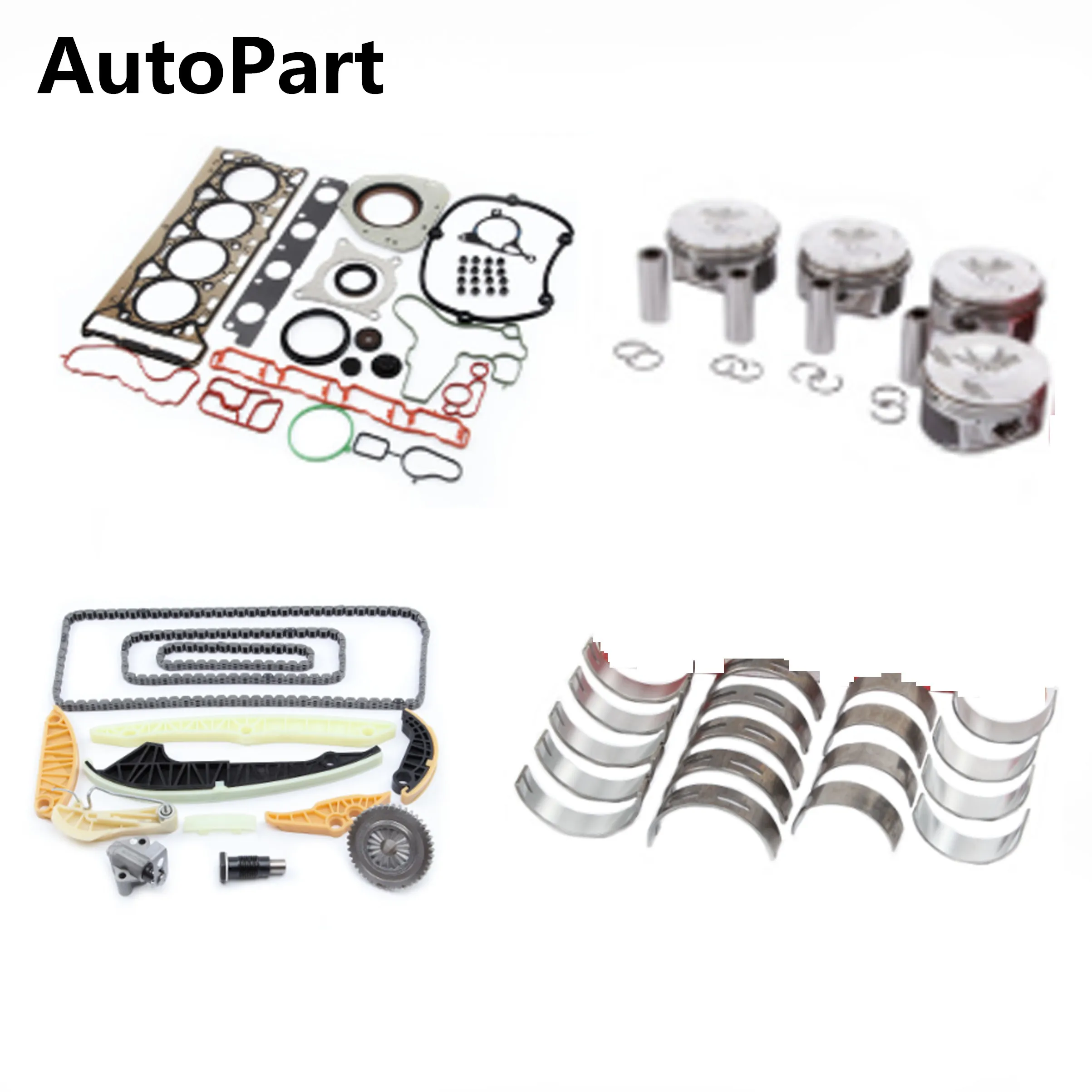 

06H107065AM 06J103383D Engine Piston Gasket Bearing Timing Chain Tensioner Kit For Audi A4 Q5 VW Passat Jetta 2.0T 06K109467K