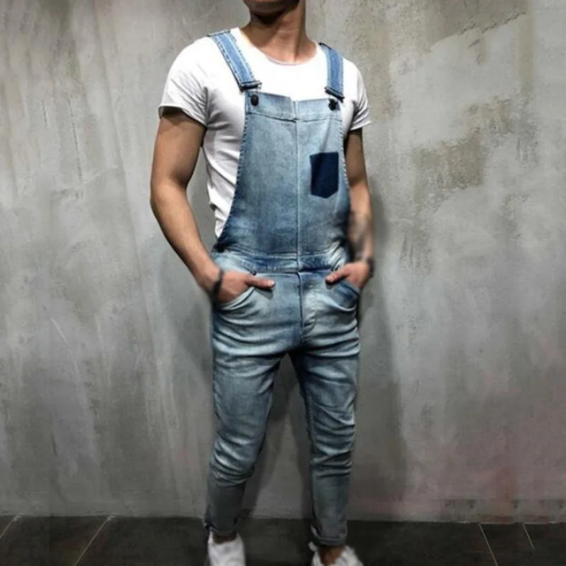 Мужские комбинезоны мужские летние пуговицы повседневные Модные Джинсы без