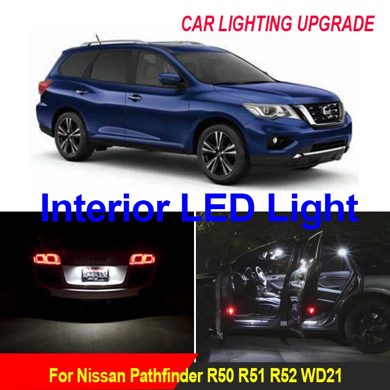 Светодиодный внутренний светильник лампы для Nissan Pathfinder R50 R51 R52 WD21 Купол Карта
