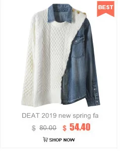 DEAT Gray Lapel Stitching Fur Long-sleeved Thick Wool Hit Color Woman Sweater Coat Casual Fashion Autumn Winter New TD065