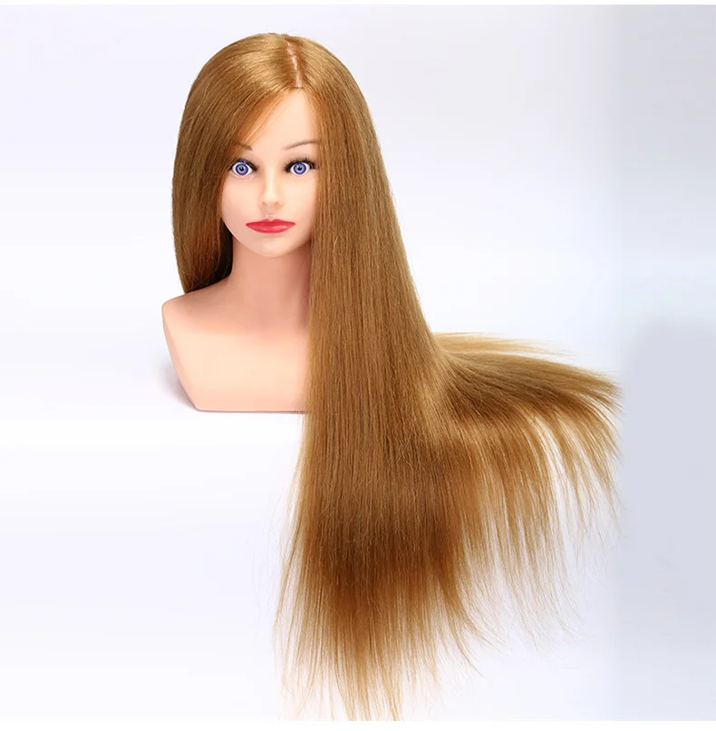 

Тренировочная голова с плечом 24 дюйма, Высококачественная 85% натуральная голова-манекен для парикмахерской, красивый Manequim, голова-манекен со светлыми длинными волосами