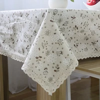 dandelion pattern print table cloth cotton linen wrinkle free anti fading tablecloths washable table cover for kitchen dinning