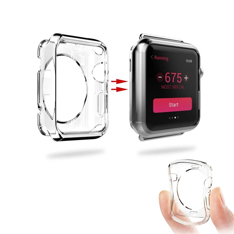 Полностью мягкий прозрачный чехол из материала ТПУ для Apple Watch 42 мм 38 бампер рамка