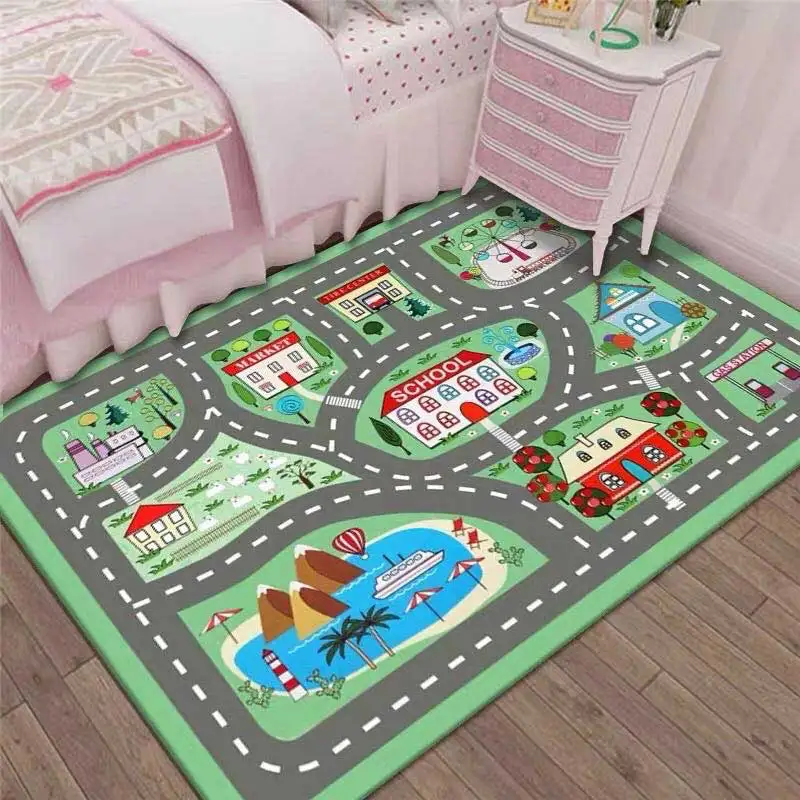 

Entrance Doormat Cartoon Track Carpet for Kids Room Kitchen Protective Floor Rugs Absorbent Mat Anti-slip Home Decor 40*60cm/pc