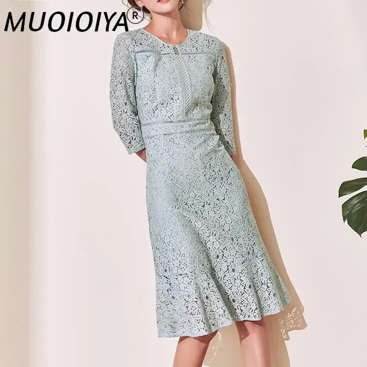 

Женское кружевное офисное платье, элегантное ажурное облегающее платье миди с круглым вырезом, офисное платье в стиле ретро, 2021
