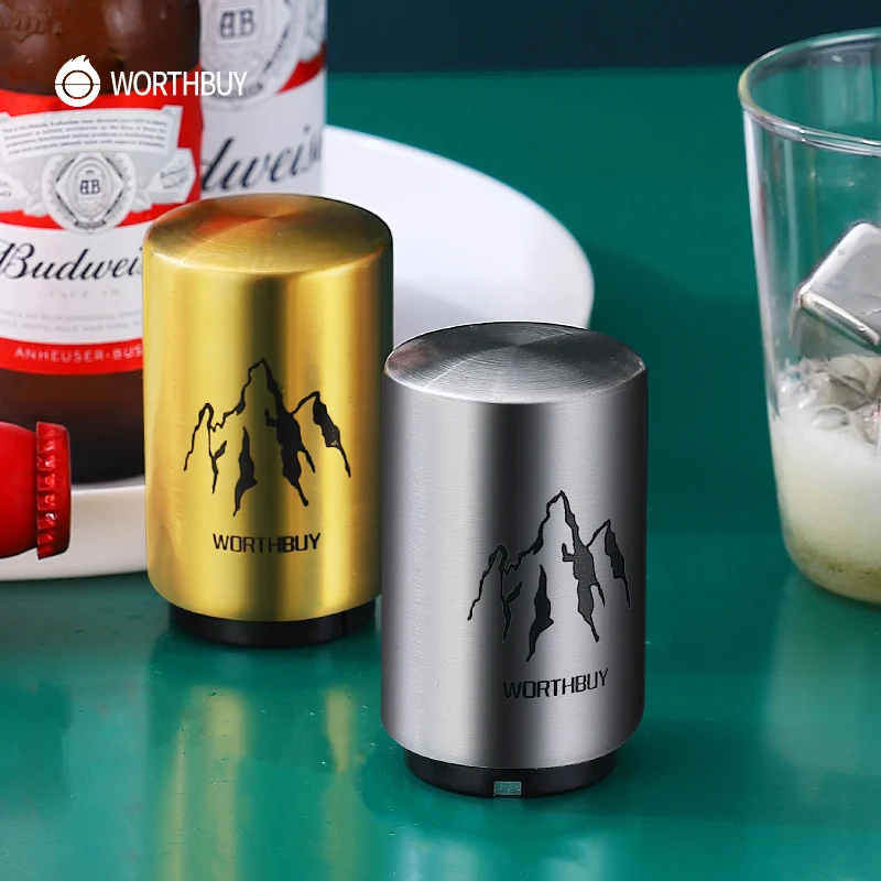 

WORTHBUY Automatic Bottle Opener Portable Stainless Steel Soda Beer Opener For Picnic Wine Can Opener Kitchen Bar Accessories